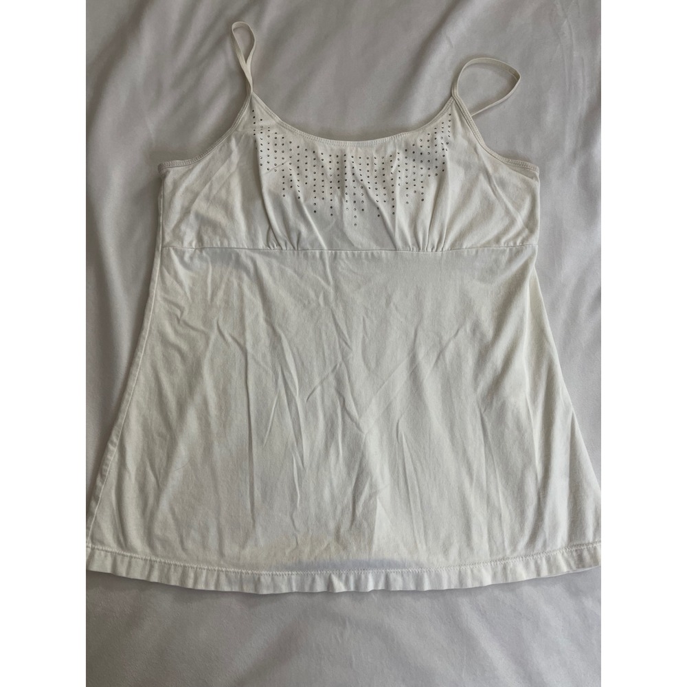 Sonoma Life + Style Womens White Rhinestone Empire Waist Cami Shelf Bra Top M